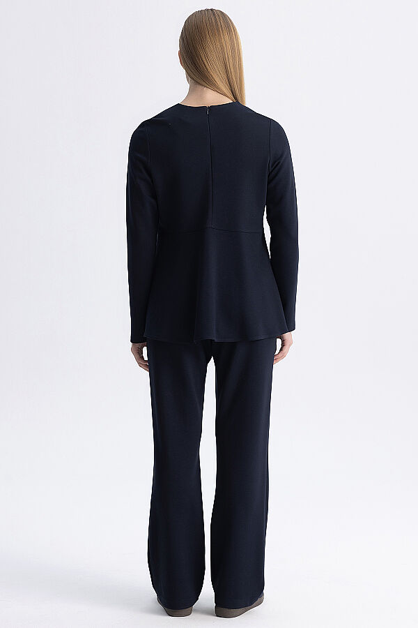 Basic Kesim Volan Detaylı Tunik Lacivert - 9