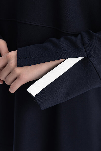 Minimal Kesim Kontrast Yaka Tunik Lacivert - 8