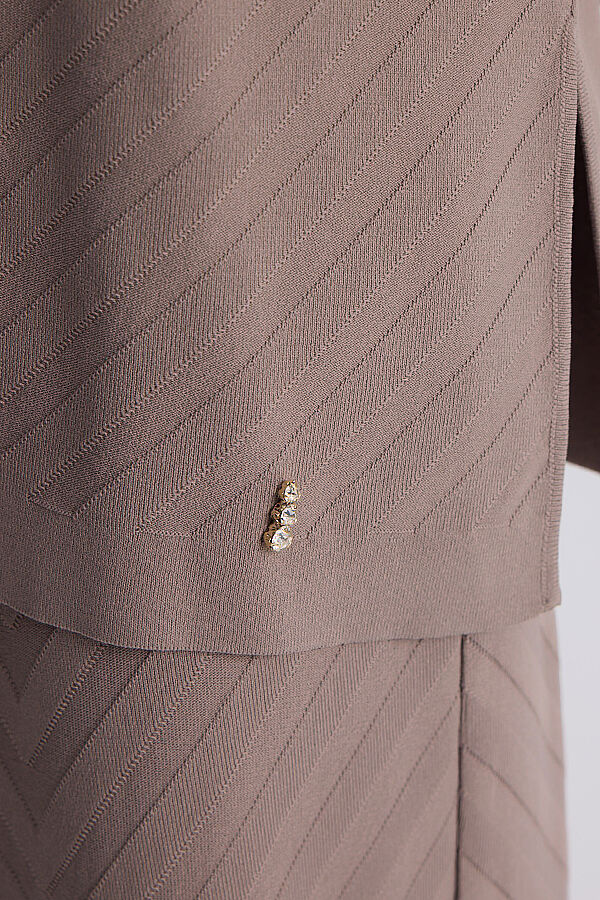 Zigzag Desenli Bol Paça Pantolon Vizon - 5
