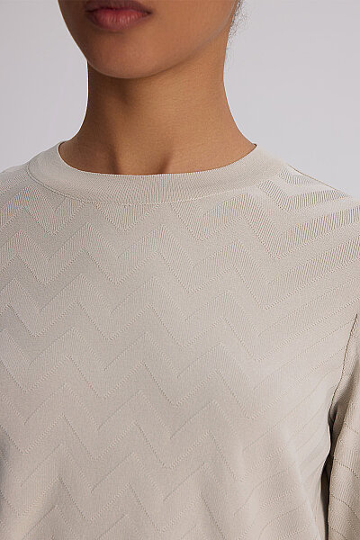 Zigzag Desenli Bol Paça Pantolon Taş - 4