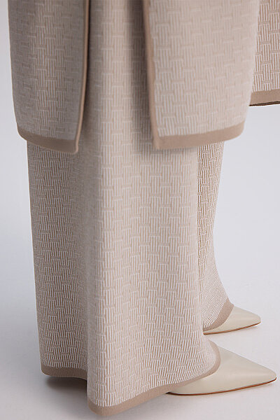Minimal Desenli Bol Paça Touch Me Pantolon Bej - 5