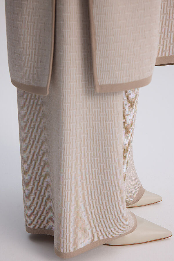 Minimal Desenli Bol Paça Touch Me Pantolon Bej - 5