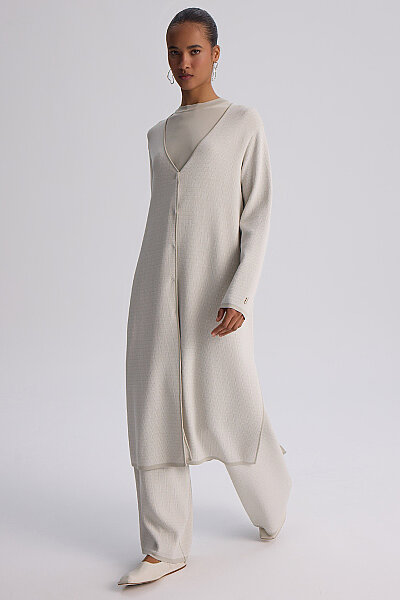 Minimal Desenli Bol Paça Touch Me Pantolon Taş - 4