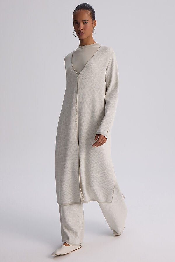 Minimal Desenli Bol Paça Touch Me Pantolon Taş - 4