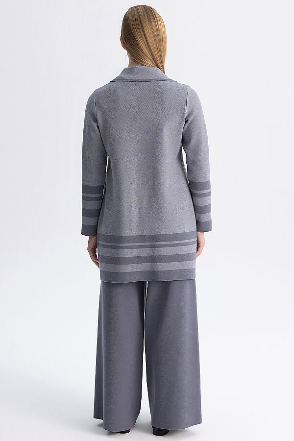 Düz Renk Geniş Paça Touch Me Pantolon Kurşun - 9