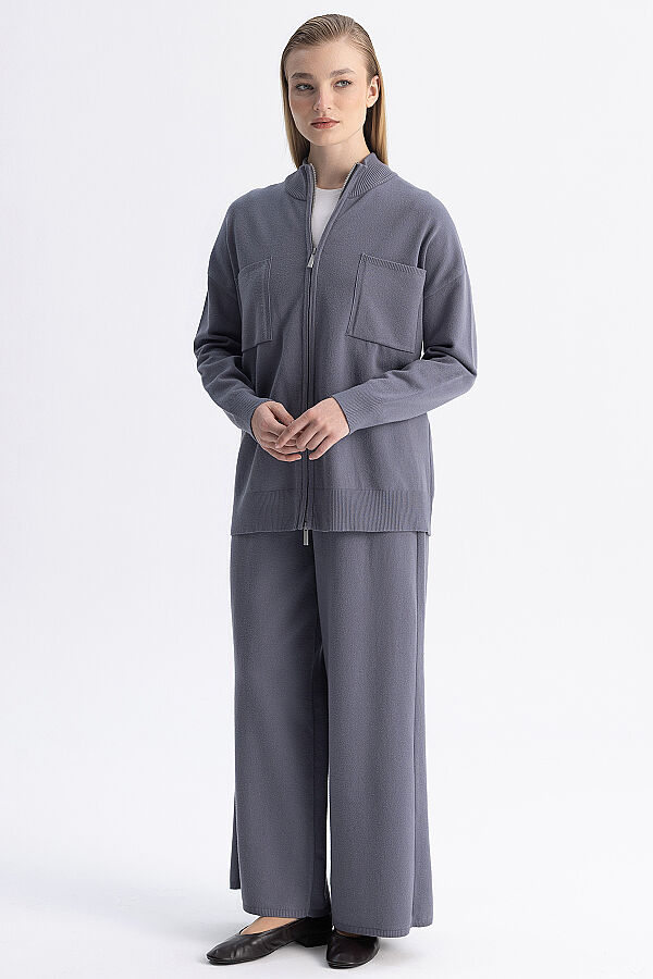 Rahat Kesim Bol Paça Touch Me Pantolon Kurşun - 4