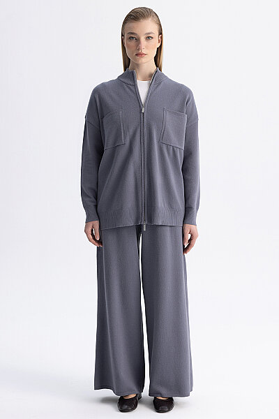 Rahat Kesim Bol Paça Touch Me Pantolon Kurşun - 7