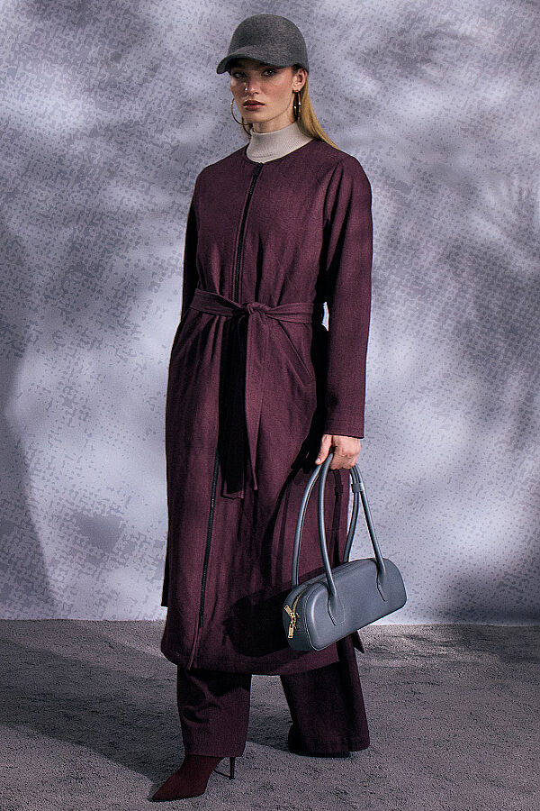 Geniş Paça Denim Pantolon Bordo - 3