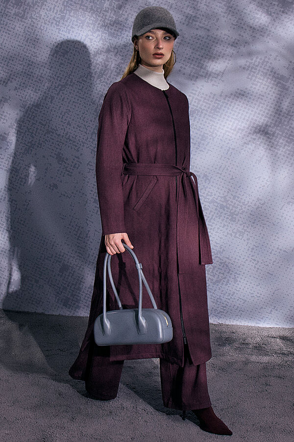Geniş Paça Denim Pantolon Bordo - 4