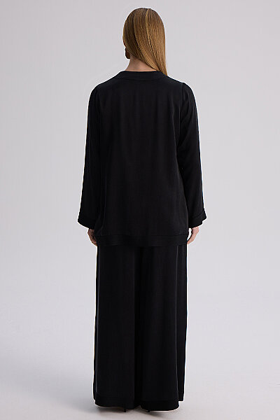 Geniş Paça Klasik Pantolon Siyah - 6