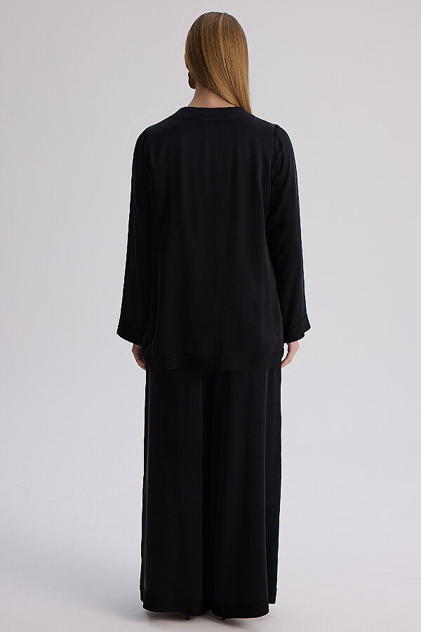 Geniş Paça Klasik Pantolon Siyah - 6