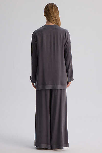Geniş Paça Klasik Pantolon Kurşun - 6