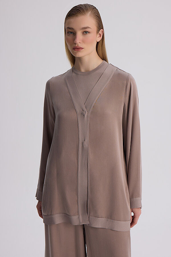 Geniş Paça Klasik Pantolon Vizon - 2