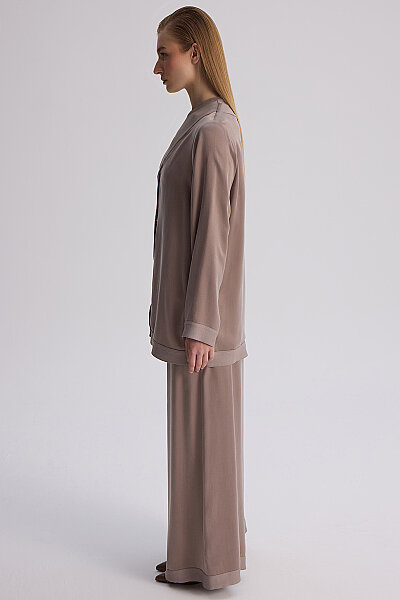 Geniş Paça Klasik Pantolon Vizon - 5