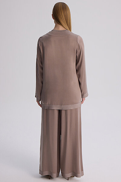 Geniş Paça Klasik Pantolon Vizon - 6
