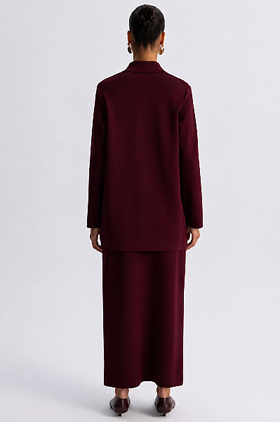 Zigzag Desenli Triko Ceket Bordo - MISS DALIDA (1)