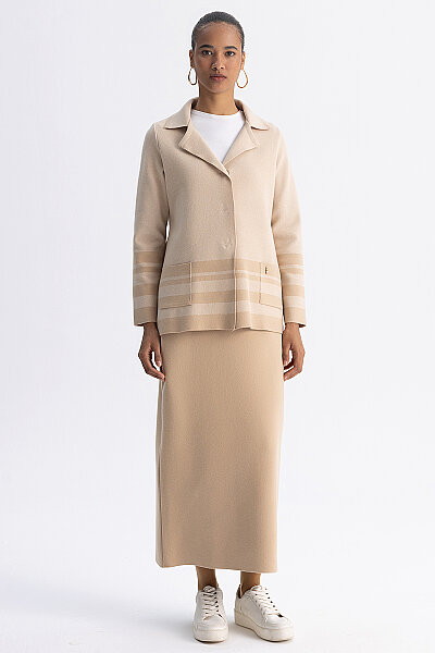  Kontrast Renkli Touch Me Ceket Camel - MISS DALIDA