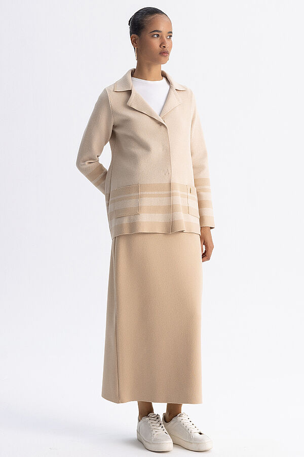  Kontrast Renkli Touch Me Ceket Camel - 4