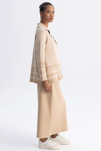  Kontrast Renkli Touch Me Ceket Camel - 9