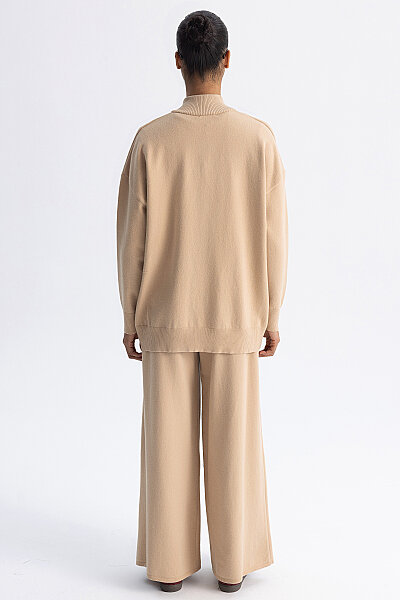 Kontrast Renkli Uzun Touch Me Ceket Camel - 9