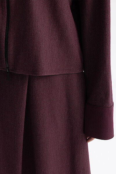 Önü Cepli Fermuarlı Touch Me Ceket Bordo - 5