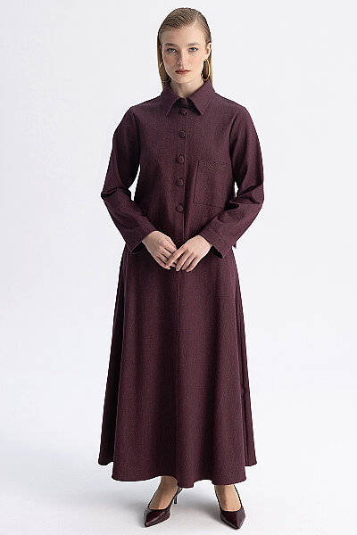 Nakış Detaylı Crop Denim Ceket Bordo 