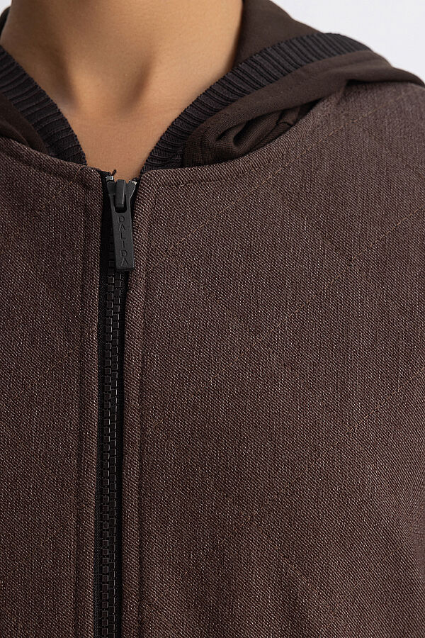 Triko Astarlı Denim Kap Kahverengi - 5