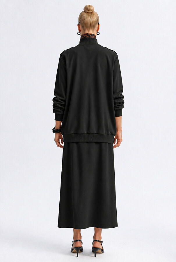  Modern Kesim Apolet Detaylı Ceket Siyah - 4