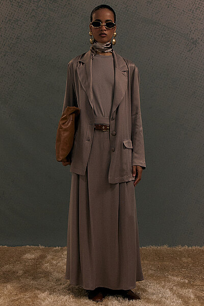 Modern Siluetli Blazer Ceket Vizon 