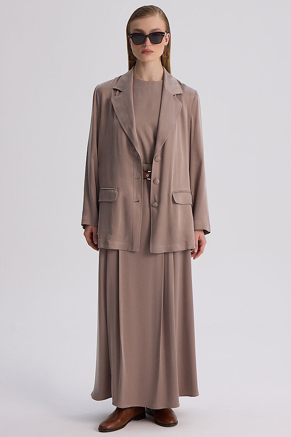 Modern Siluetli Blazer Ceket Vizon - 5