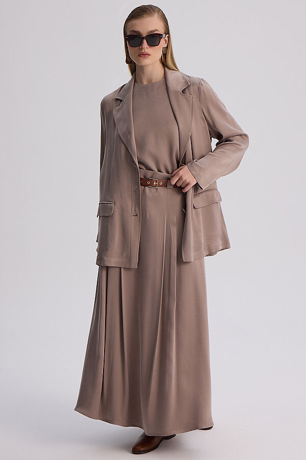 Modern Siluetli Blazer Ceket Vizon - 6