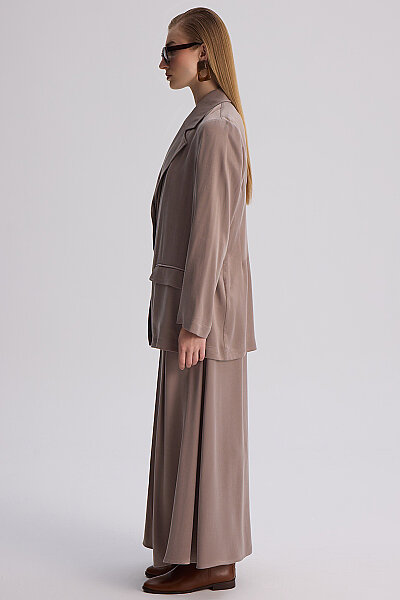 Modern Siluetli Blazer Ceket Vizon - 7
