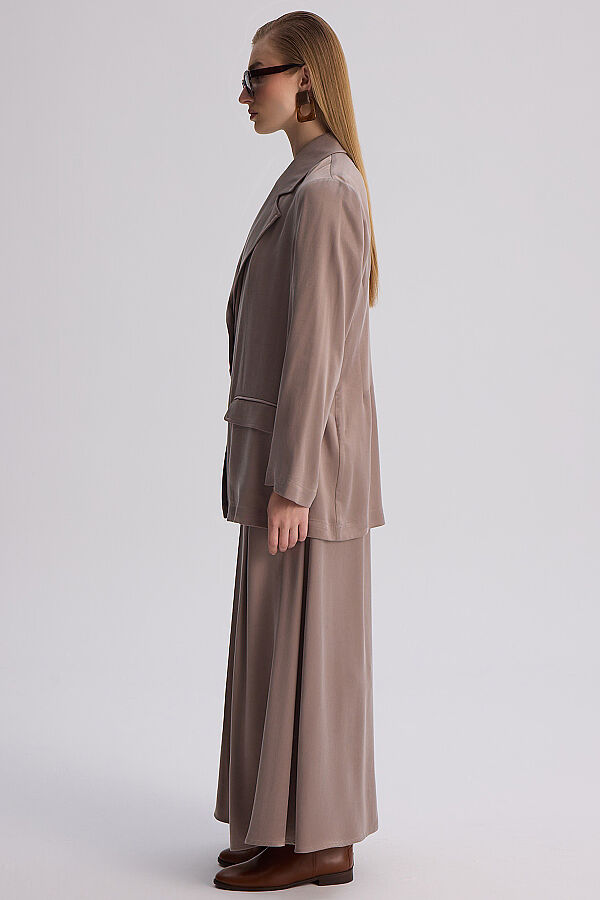 Modern Siluetli Blazer Ceket Vizon - 7