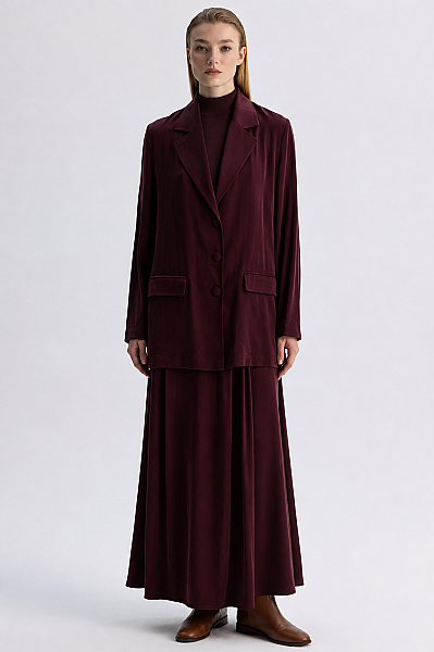 Modern Siluetli Blaze Ceket Bordo - MISS DALIDA