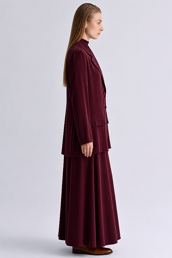Modern Siluetli Blaze Ceket Bordo - 3
