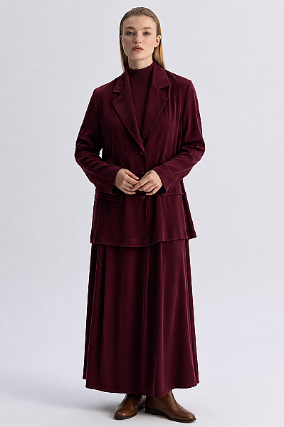 Modern Siluetli Blaze Ceket Bordo - 4