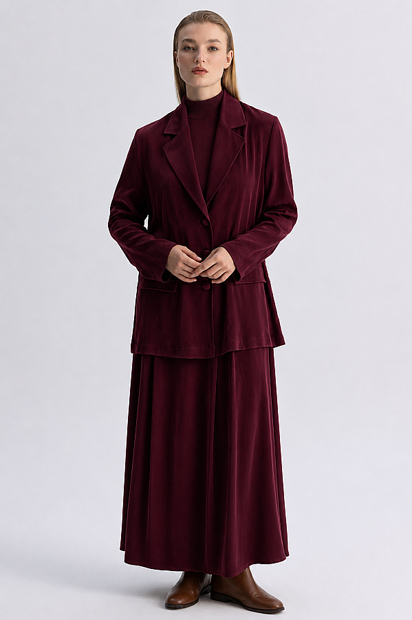 Modern Siluetli Blaze Ceket Bordo - 4