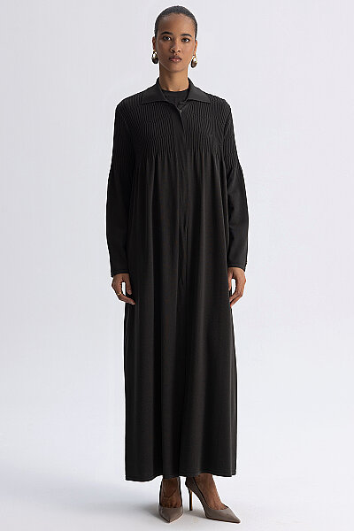 Shirt Collar Ribbed Long Cardigan Khaki - MISS DALIDA