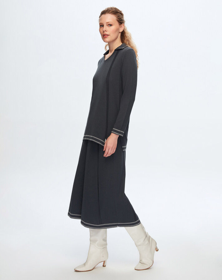 T24K-6048 A Cut Tunic with Knitting Technique - 3
