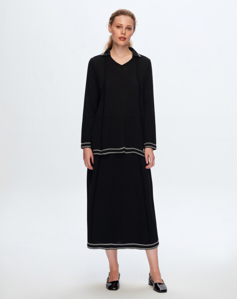 T24K-6048 A Cut Tunic with Knitting Technique - 1