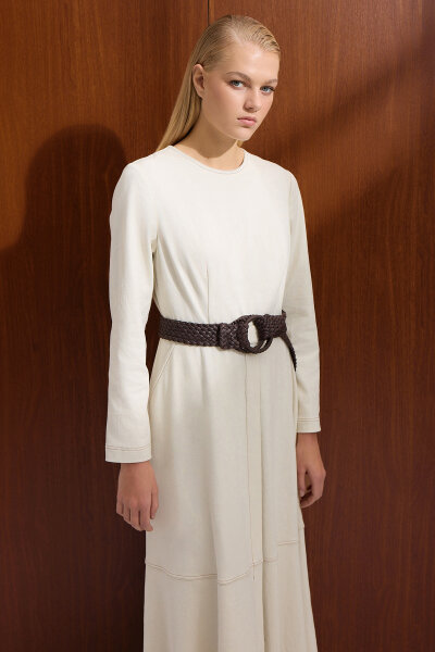 A Form Denim Elbise Ekru - MISS DALIDA (1)