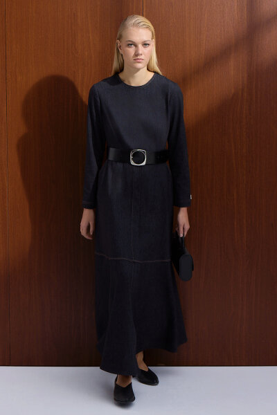 A Form Denim Elbise Siyah - 4