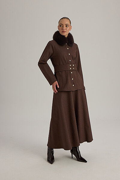  A Kesim Denim Etek Kahve - Miss Dalida (1)