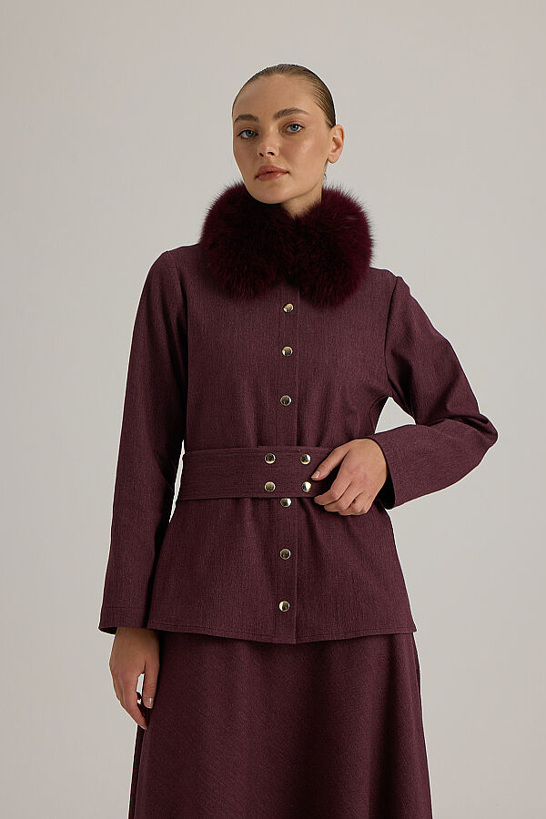  A Kesim Denim Etek Bordo - 6
