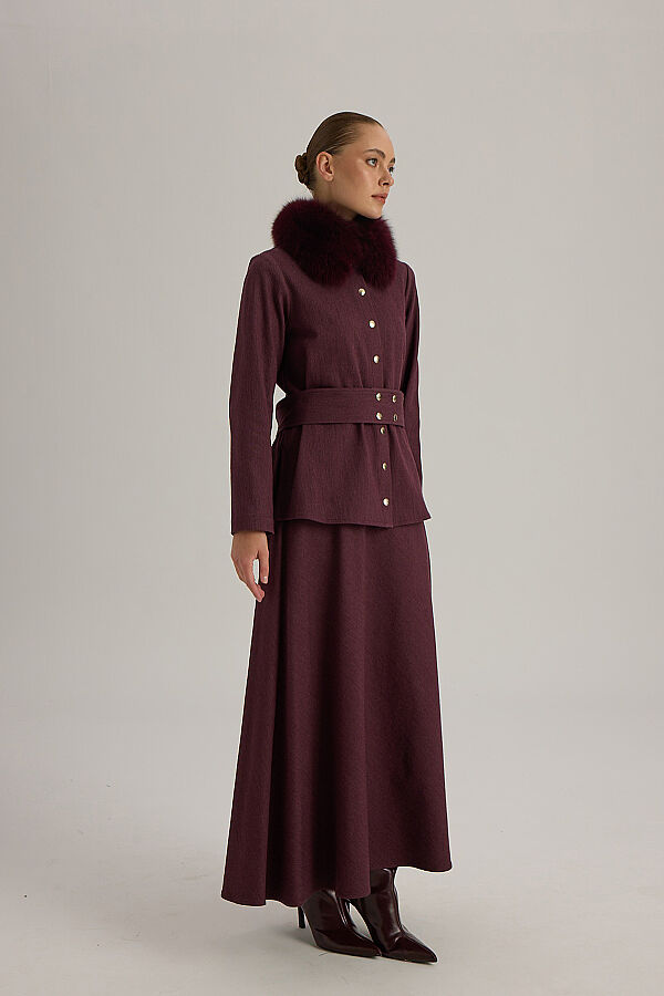  A Kesim Denim Etek Bordo - 4
