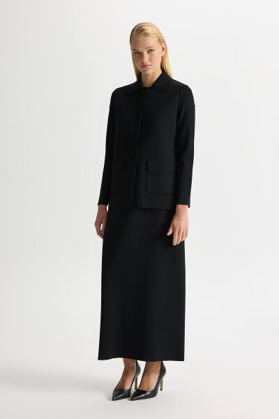 A-Line Solid Color Knit Skirt - 2