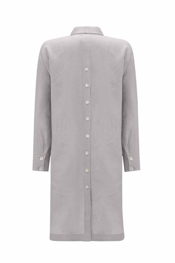 A-line Cut Flower Brooch Linen Tunic - 12