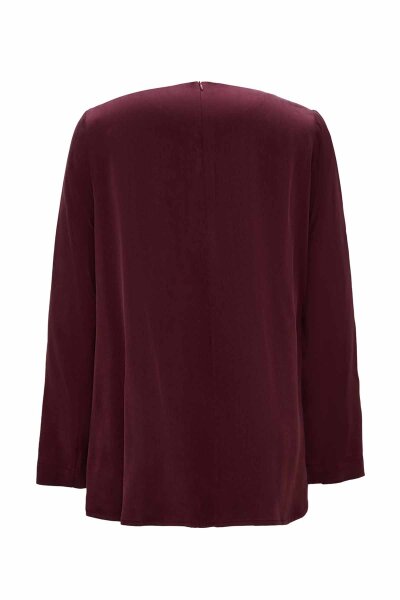 Accessory Detailed Solid Burgundy Tunic - 2