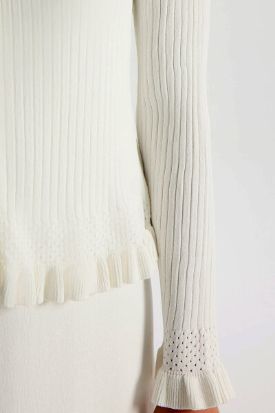 Ajur Detaylı Hırka Elbise Takım Ekru - 4