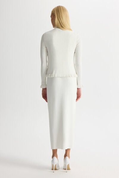 Ajur Detaylı Hırka Elbise Takım Ekru - 5